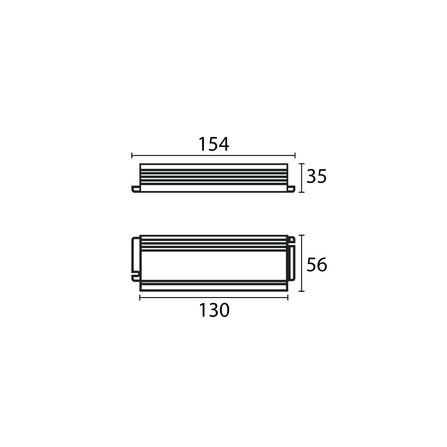 Esquema con medidas de Driver 30 W 0-10V IP 67