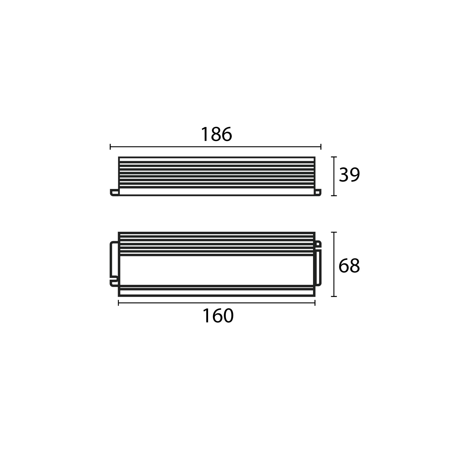Esquema con medidas de Driver 100 W 0-10V IP 67
