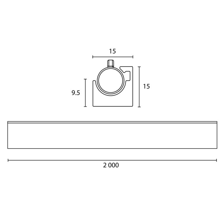Esquema con medidas de Perfil ANGLE sobreponer 2 m