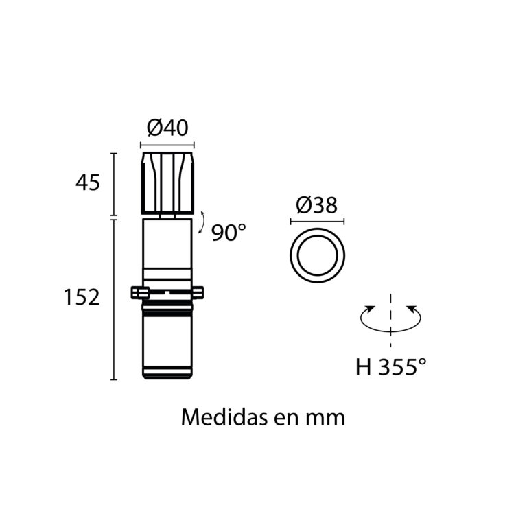 Esquema con medidas de DARKLIGHT TRIMLESS  sin bisel ZOOM ART 8.5 W
