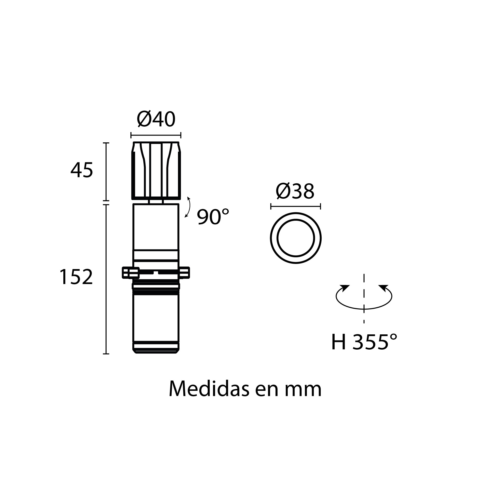Esquema con medidas de DARKLIGHT TRIMLESS  sin bisel ZOOM ART 8.5 W