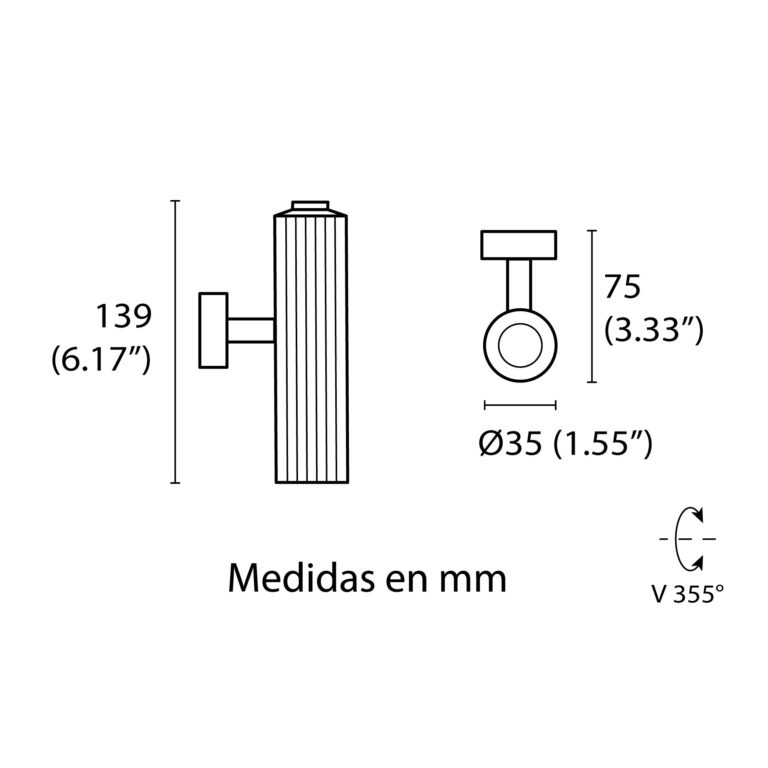 Esquema con medidas de Kaleidos spot